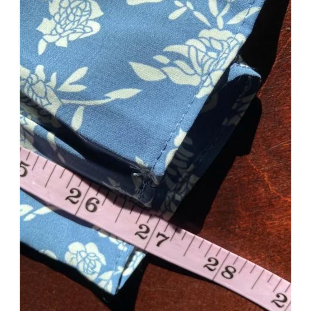 NWT Blue White Floral Spaghetti Strap Flowy Wide Leg Pantsuit Jumper Jumpsuit XL - Picture 3 of 16